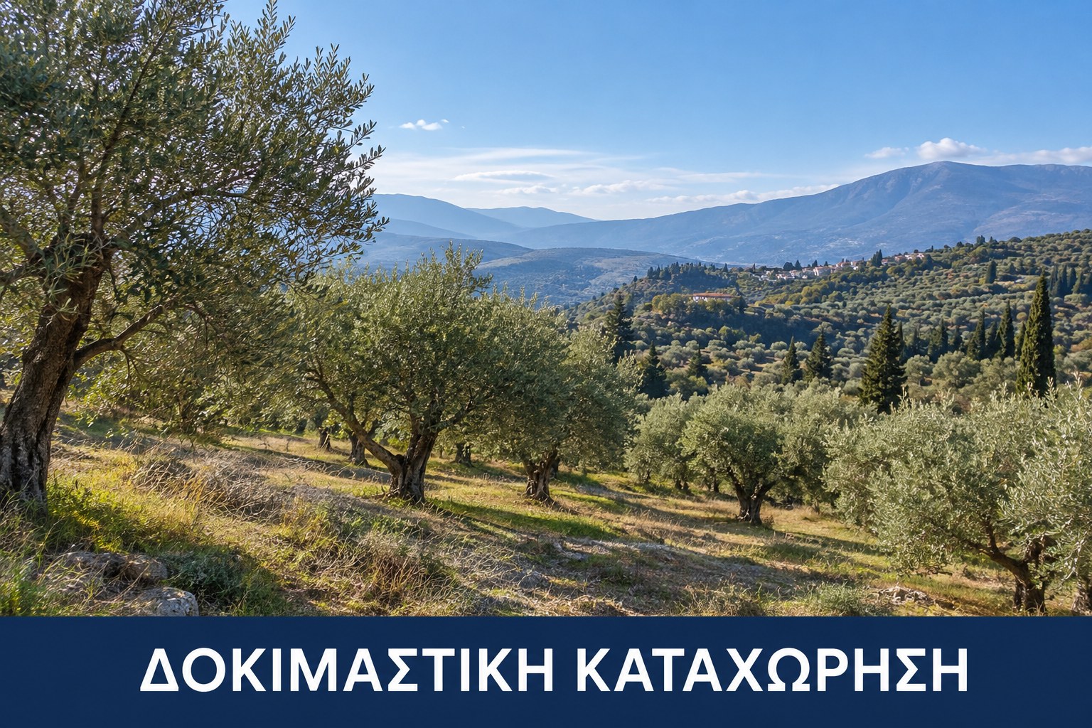 Δοκιμαστική καταχώρηση: Αγροτεμάχιο 5200 τ.μ. — Χαλανδρίτσα | Δοκιμαστική καταχώρηση — φανταστική εικόνα τεχνητής νοημοσύνης.